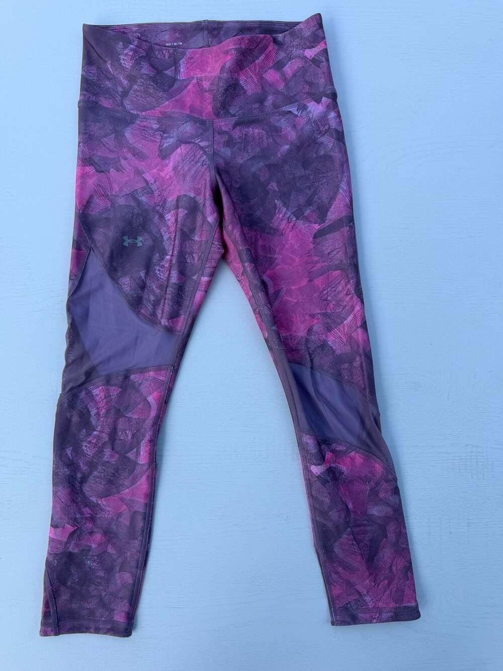 Under Armour HeatGear Compression Pink Purple Print Mesh Ankle Leggings Medium
